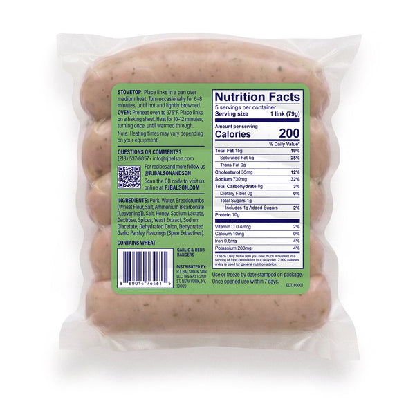 Garlic & Herb Bangers