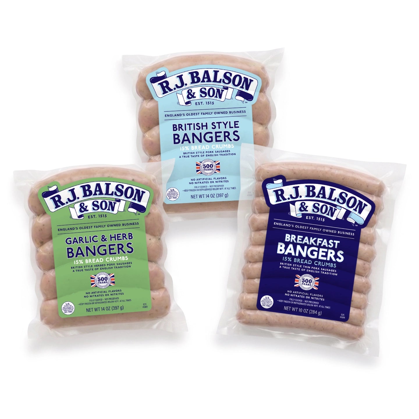 Butcher's box of assorted bangers on a cutting board